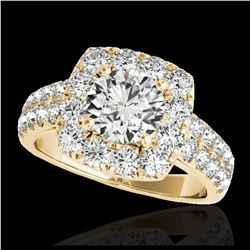 2.5 ctw H-SI/I Diamond Solitaire Halo Ring 10K Yellow Gold - REF-211N4A - SKU:33645