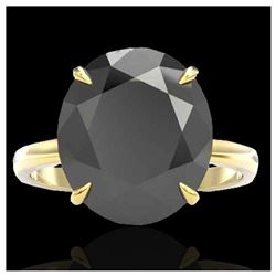 9 ctw Black VS/SI Diamond Ring 18K Yellow Gold - REF-210F4N - SKU:22096