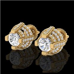 2.75 ctw VS/SI Diamond Stud Earrings 18K Yellow Gold - REF-320A2V - SKU:36952