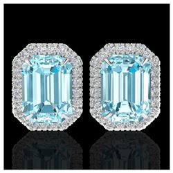 12 ctw Sky Blue Topaz And Diamond Earrings 18K White Gold - REF-87A3V - SKU:21219