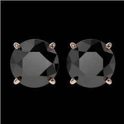 3.10 ctw Fancy Black Diamond Solitaire Stud Earrings 10K Rose Gold - REF-73F5N - SKU:36695