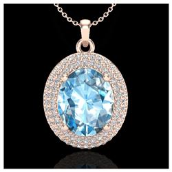 5 ctw Sky Blue Topaz & Diamond Necklace 14K Rose Gold - REF-84Y9X - SKU:20556