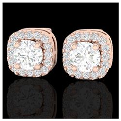 0.75 ctw VS/SI Diamond Earrings Halo 14K Rose Gold - REF-76X4R - SKU:21173