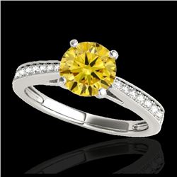 1.25 ctw SI/I Fancy Intense Yellow Diamond Ring 10K White Gold - REF-188N2A - SKU:35012
