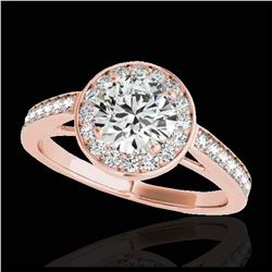 1.45 ctw H-SI/I Diamond Solitaire Halo Ring 10K Rose Gold - REF-197N7A - SKU:33797