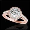 Image 1 : 1.45 ctw H-SI/I Diamond Solitaire Halo Ring 10K Rose Gold - REF-197N7A - SKU:33797