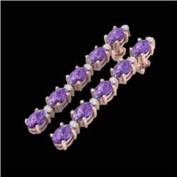 10.36 ctw Amethyst & VS/SI Diamond Tennis Earrings 10K Rose Gold - REF-58V2Y - SKU:29386