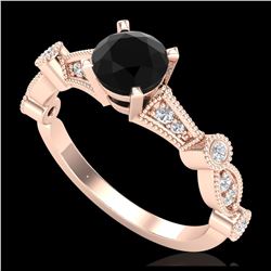 1.03 ctw Fancy Black Diamond Art Deco Ring 18K Rose Gold - REF-80K2W - SKU:37675