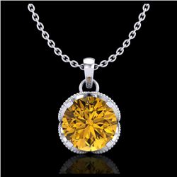 1.13 ctw Intense Fancy Yellow Diamond Art Deco Necklace 18K White Gold - REF-136F4N - SKU:37427