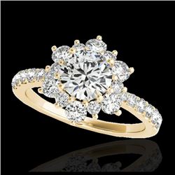 2.19 ctw H-SI/I Diamond Solitaire Halo Ring 10K Yellow Gold - REF-218M2F - SKU:33717