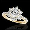 Image 1 : 2.19 ctw H-SI/I Diamond Solitaire Halo Ring 10K Yellow Gold - REF-218M2F - SKU:33717