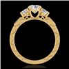 Image 1 : 1.41 ctw VS/SI Diamond Solitaire Art Deco 3 Stone Ring 18K Yellow Gold - REF-263M6F - SKU:37009