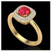 Image 2 : 1.16 ctw Ruby & VS/SI Diamond Ring Halo 18K Yellow Gold - REF-70K9W - SKU:21034