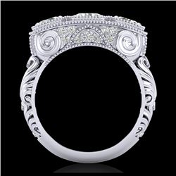 2.51 ctw VS/SI Diamond Solitaire Art Deco 3 Stone Ring 18K White Gold - REF-360F2N - SKU:36989