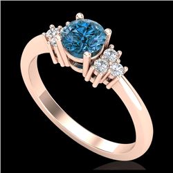 0.75 ctw Fancy Intense Blue Diamond Ring 18K Rose Gold - REF-89F3N - SKU:37587