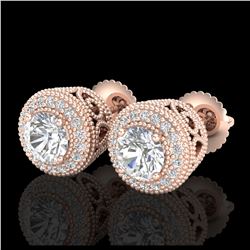 1.55 ctw VS/SI Diamond Solitaire Art Deco Stud Earrings 18K Rose Gold - REF-259Y3X - SKU:36963