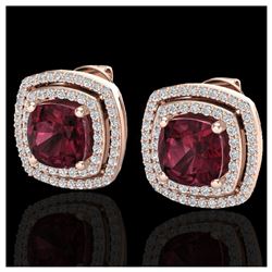 4.55 ctw Garnet & VS/SI Diamond Earrings 14K Rose Gold - REF-89X3R - SKU:20164