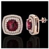 Image 2 : 4.55 ctw Garnet & VS/SI Diamond Earrings 14K Rose Gold - REF-89X3R - SKU:20164