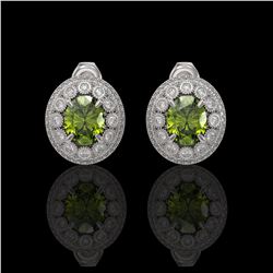 8.04 ctw Tourmaline & Diamond Earrings 14K White Gold - REF-223M6F - SKU:43649