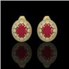 Image 1 : 8.84 ctw Ruby & Diamond Earrings 14K Yellow Gold - REF-220K7W - SKU:43633