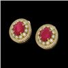 Image 2 : 8.84 ctw Ruby & Diamond Earrings 14K Yellow Gold - REF-220K7W - SKU:43633