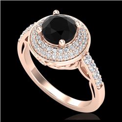 1.70 ctw Fancy Black Diamond Art Deco Ring 18K Rose Gold - REF-143Y6X - SKU:38123