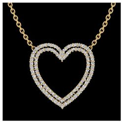 2 ctw VS/SI Diamond Heart Halo Necklace 14K Yellow Gold - REF-134Y7X - SKU:20482