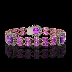 16.25 ctw Amethyst & Diamond Bracelet 14K Rose Gold - REF-232R7K - SKU:44778