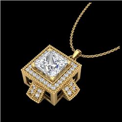 1.46 ctw Princess VS/SI Diamond Necklace 18K Yellow Gold - REF-418W2H - SKU:37195
