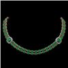 Image 1 : 43.97 ctw Emerald & Diamond Necklace 14K Rose Gold - REF-482N4A - SKU:44682