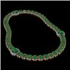 Image 2 : 43.97 ctw Emerald & Diamond Necklace 14K Rose Gold - REF-482N4A - SKU:44682