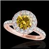 Image 1 : 2 ctw SI/I Fancy Intense Yellow Diamond Halo Ring 10K Rose Gold - REF-231W8H - SKU:33453