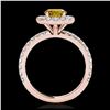 Image 2 : 2 ctw SI/I Fancy Intense Yellow Diamond Halo Ring 10K Rose Gold - REF-231W8H - SKU:33453