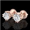 Image 1 : 1.07 ctw VS/SI Diamond Solitaire Art Deco Stud Earrings 18K Rose Gold - REF-200M2F - SKU:36912