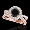 Image 1 : 2.01 ctw VS Black Diamond Solitaire Halo Ring 10K Rose Gold - REF-74R6K - SKU:34029