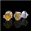 Image 2 : 1.07 ctw Intense Fancy Yellow Diamond Art Deco Earrings 18K White Gold - REF-172M7F - SKU:37539