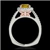 Image 2 : 1.30 ctw SI Fancy Intense Diamond Halo Ring 10K White & Rose Gold - REF-163X6R - SKU:34341