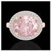 Image 2 : 4.50 ctw Morganite & VS/SI Diamond Ring 14K Rose Gold - REF-155H3M - SKU:20918
