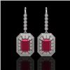 Image 1 : 14.16 ctw Ruby & Diamond Earrings 14K White Gold - REF-295N3A - SKU:43391