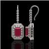 Image 2 : 14.16 ctw Ruby & Diamond Earrings 14K White Gold - REF-295N3A - SKU:43391