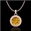 Image 1 : 1 ctw Intense Fancy Yellow Diamond Art Deco Necklace 18K Rose Gold - REF-245N5A - SKU:37491