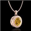 Image 3 : 1 ctw Intense Fancy Yellow Diamond Art Deco Necklace 18K Rose Gold - REF-245N5A - SKU:37491