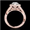 Image 2 : 2 ctw H-SI/I Diamond Solitaire Halo Ring 10K Rose Gold - REF-181A3V - SKU:33277