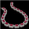 Image 2 : 61.92 ctw Ruby & Diamond Bracelet 14K White Gold - REF-1288K4W - SKU:43487