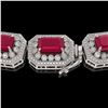 Image 3 : 61.92 ctw Ruby & Diamond Bracelet 14K White Gold - REF-1288K4W - SKU:43487