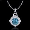 Image 1 : 1.57 ctw Fancy Intense Blue Diamond Necklace 18K White Gold - REF-154H5M - SKU:37635