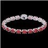 Image 2 : 27 ctw Pink Tourmaline & VS/SI Diamond Bracelet 14K White Gold - REF-292M5F - SKU:23435