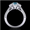 Image 3 : 1.81 ctw Intense Blue Diamond Art Deco 3 Stone Ring 18K White Gold - REF-236W4H - SKU:38027