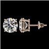 Image 2 : 3 ctw H-I Diamond Solitaire Stud Earrings 10K Rose Gold - REF-735H2M - SKU:33121
