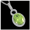 Image 1 : 3 ctw Peridot & Halo VS/SI Diamond Necklace 14K White Gold - REF-53M6F - SKU:22766